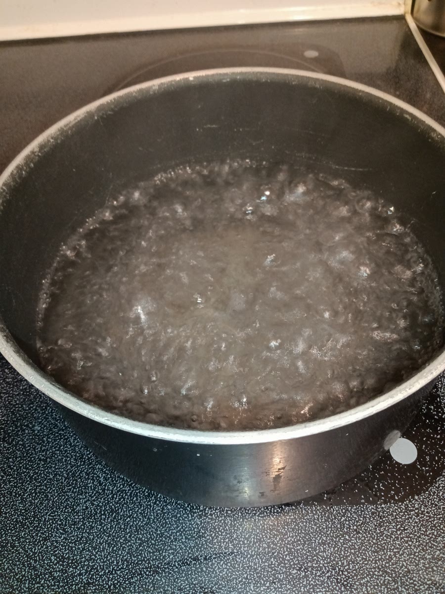 Now you're going to take that 4 cups of water and put into a pot instead of for 8 minutes to boil at high