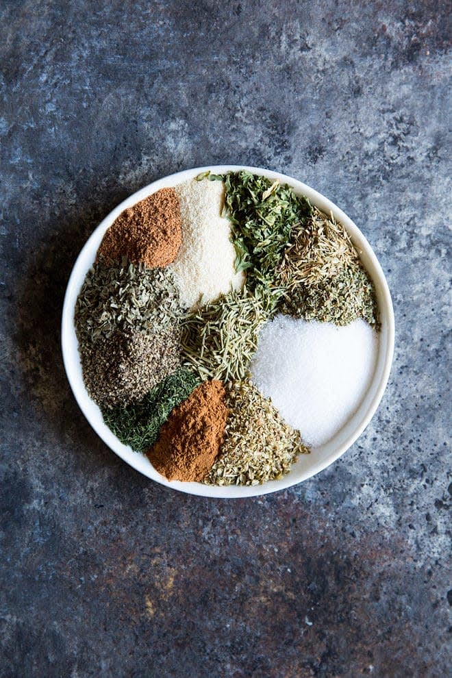 Beat together the flour, salt, baking soda, and spices