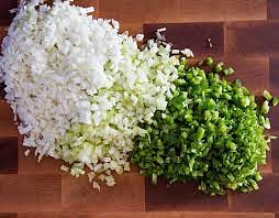 Chop the vegetables (onions, red peppers, celery, jalapenos, and garlic) to your preferred sizes.