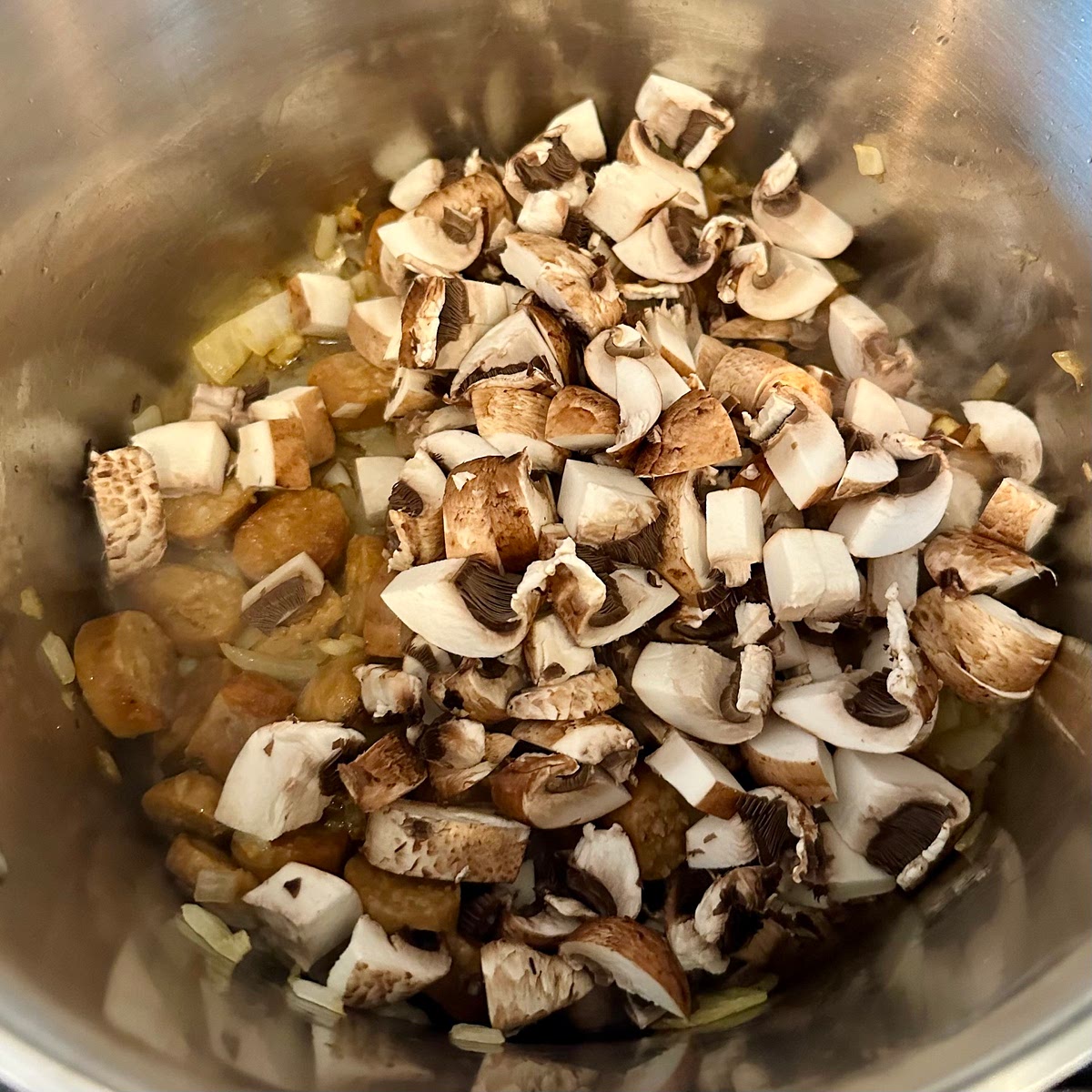 Add cremini mushrooms.