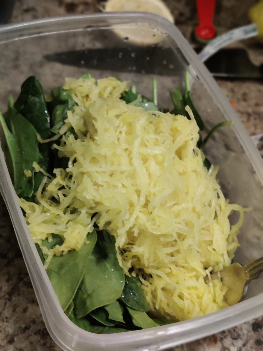 Toss until spinach leaves wilt, add cauliflower, pine nuts, parsley or basil and a generous amount of pesto.