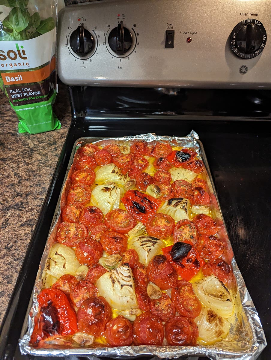 Bake 450° for 25min. Broil until top starts to char. 3-5 min. Keep watch to not burn