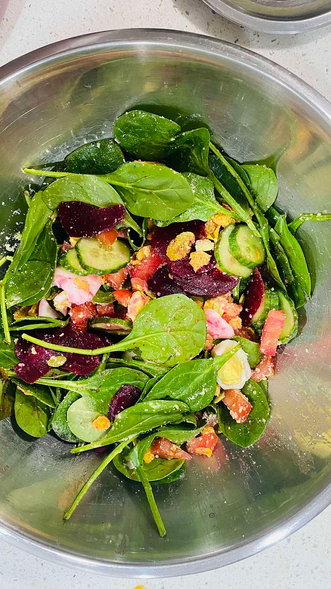 Mix salad dressing in and enjoy.