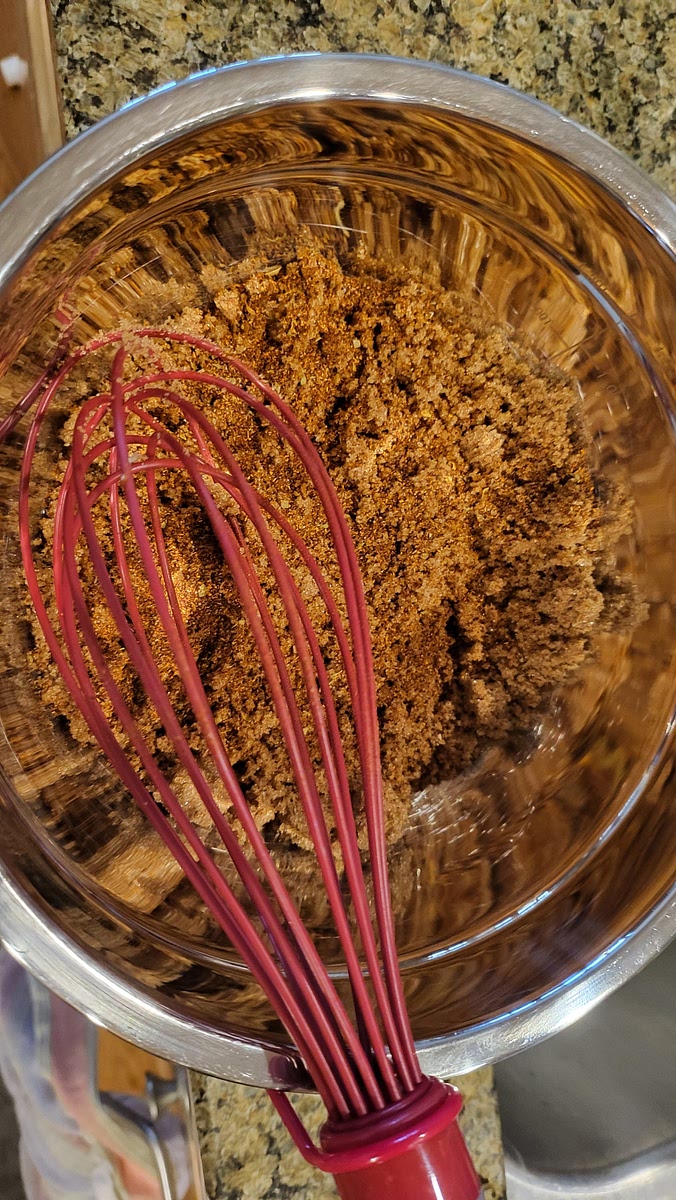 Mix Brown Sugar and Chili Powder in a Gallon Size ziploc Bag.