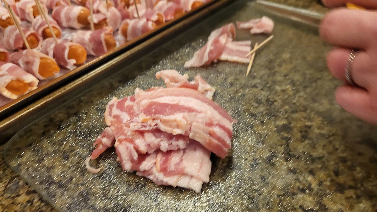Cut Bacon Slices into Quarters