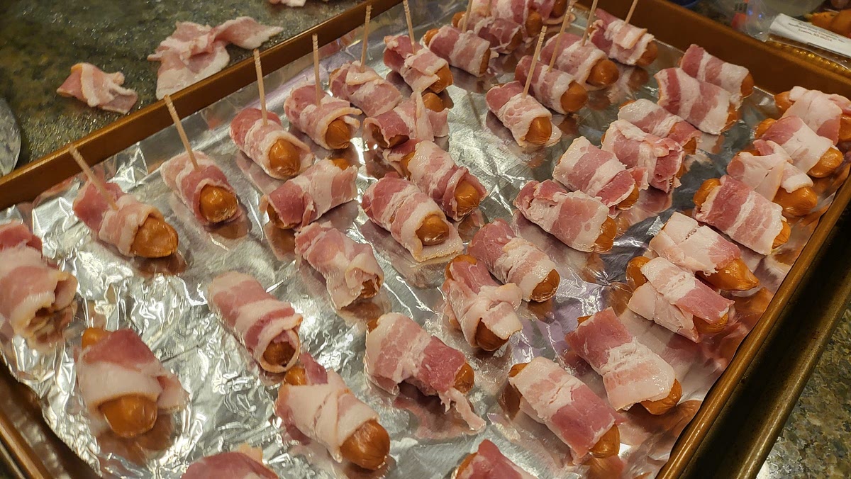 Wrap Bacon Around the Little Smokies and Secure the Ends of the Bacon with a Toothpick.