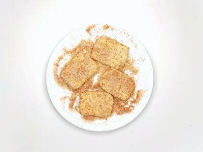Add the cornflour to the mustard marinated tofu with 2 tbsp [4 tbsp] cold water and a pinch of salt and mix it all together Add the panko breadcrumbs to a plate with the smoked paprika and a generous pinch of salt – these are your smoky breadcrumbs Press the tofu into the smoky breadcrumbs firmly to evenly coat all over – this is your breaded tofu