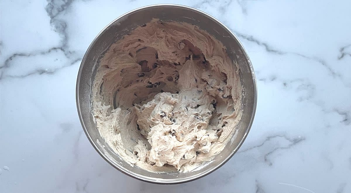 Step 6: Add the semi-sweet chocolate chips to the cookie batter and mix on medium-low speed until incorporated.