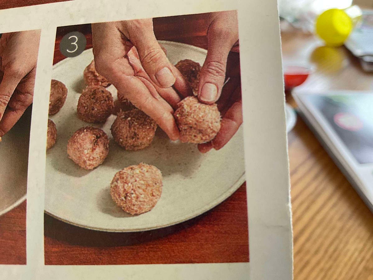 Form pork mixture into 12 meatballs, about 1 in in diameter