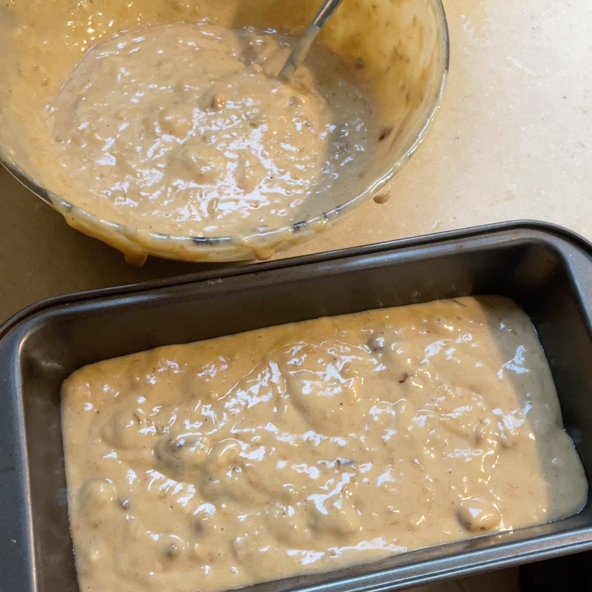 then add to the mold and to the oven