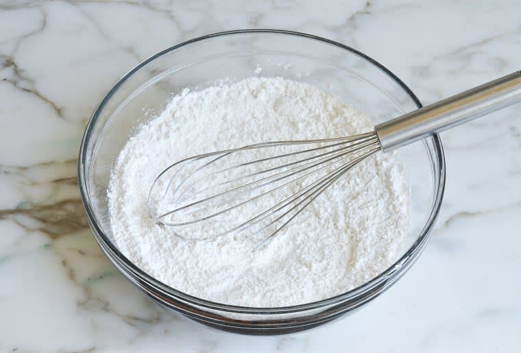 In a separate bowl, whisk together the 1 1/2 cup flour, 1 tsp baking soda, and 1/2 tsp salt. Then add that into the batter aswell.