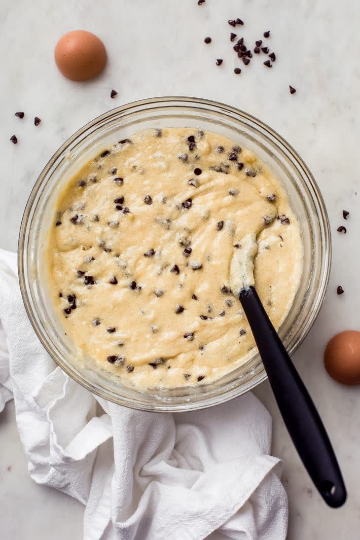 Separate the batter into two bowls, one bowl with slightly more batter than the other. Add 1/2 tsp vanilla extract to the bowl with more batter and mix until combined. If you choose any Optional Ingredients, add them to that bowl aswell.