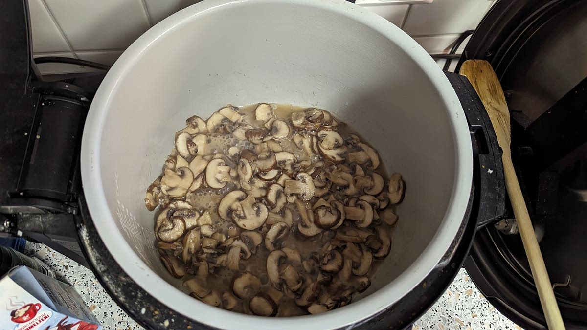 Then add the 2 minced garlic cloves and 1 tsp of the minced dried rosemary.