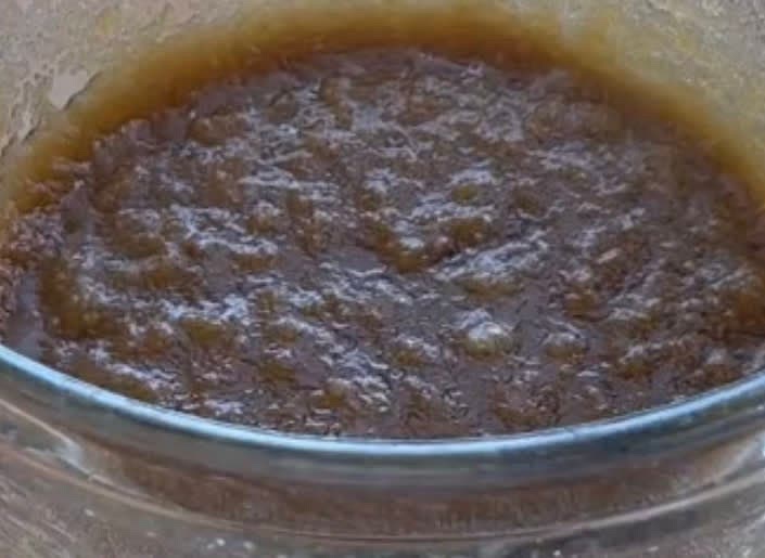 To start off mix together your brown sugar, sugar, and butter in a medium sized bowl with a whisk until it turns into a light brownish color.