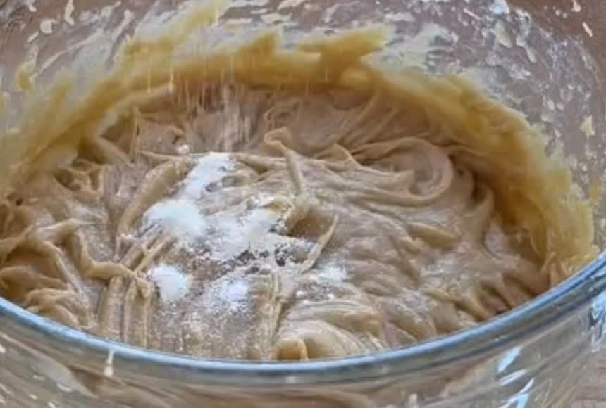 Next add in your eggs, vanilla extract, and milk and mix with a beater, fork, or whisk until light and fluffy.