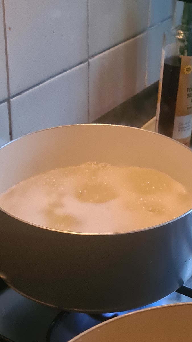 Chop the potata -small. Boil the potato in diff pan