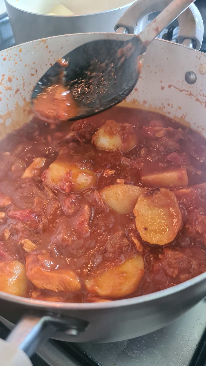 Add a little bit of water and optional to put the potato or not