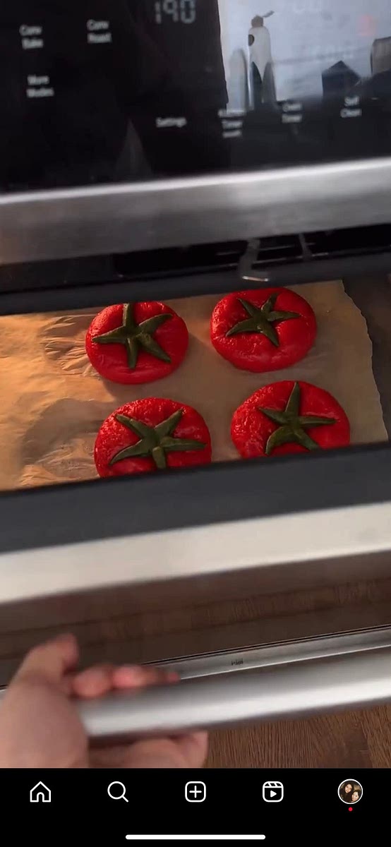 Bake in 190 celsius oven for five minutes uncovered. Then, cover with foil and keep baking for 15 more minutes.