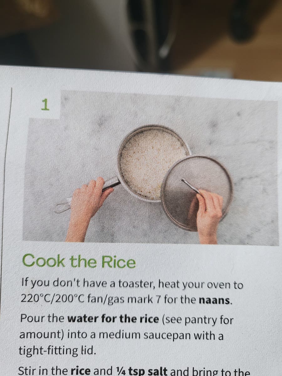 Pour water for rice into medium saucepan that has a lid. Stir in rice and salt. Bring to boil. When boiling turn to medium and cover with lid. Leave for 10mins, remove from heat and leave 10mins.
