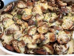 Bake the casserole until hot and bubbly, about 15 minutes. Sprinkle with parsley and serve.