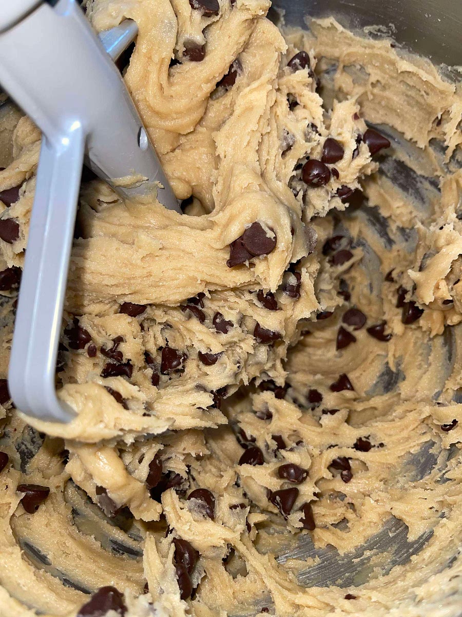 Add chocolate chips and mix.