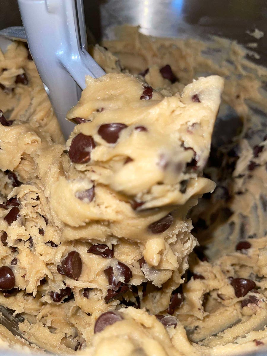 Add chocolate chips and mix.