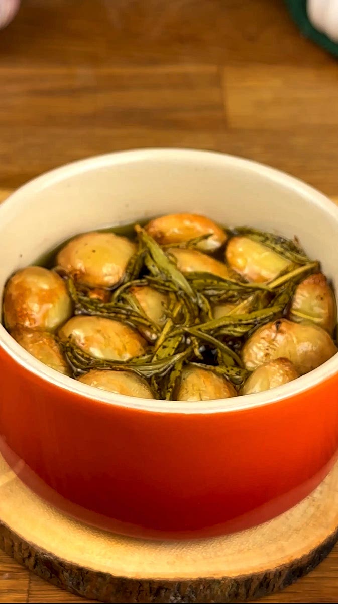 * Roast in the oven for 35-40 minutes or until the garlic is soft and golden.