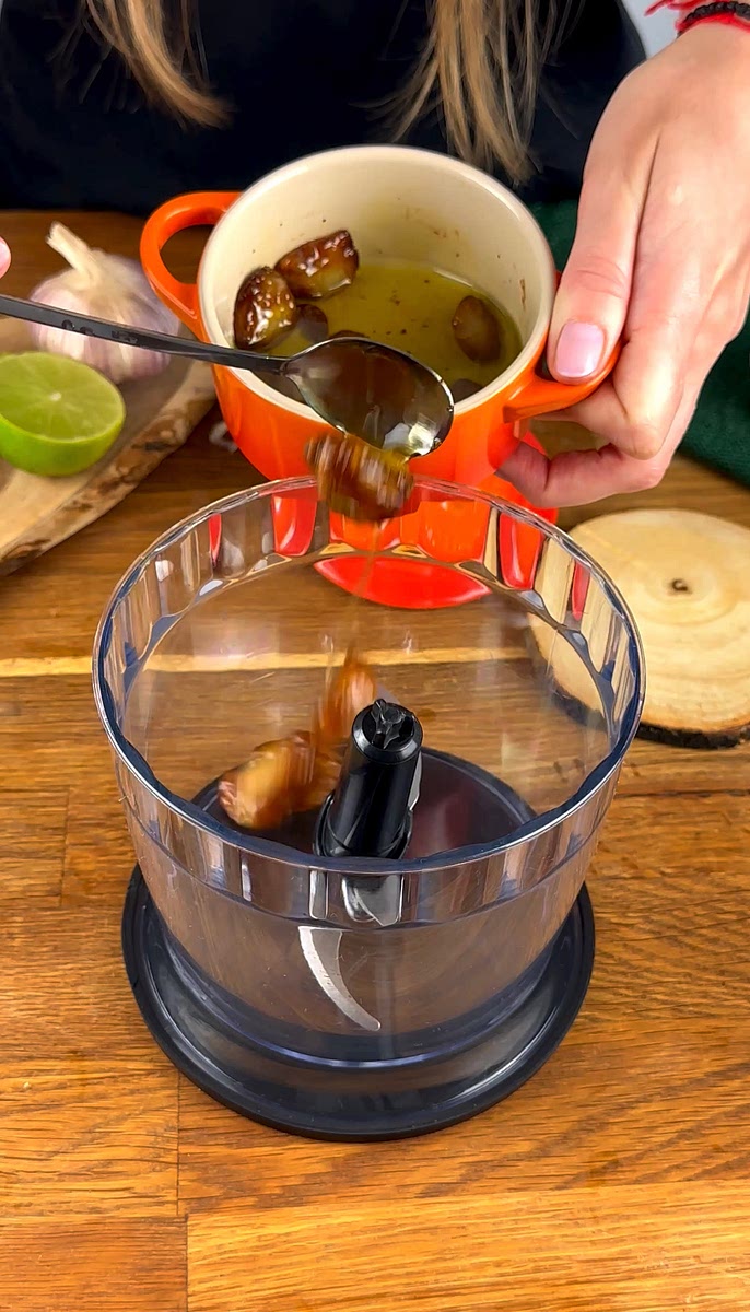 * Once ready, allow the garlic to cool slightly, and then transfer it to a food processor (reserve the oil for other uses).