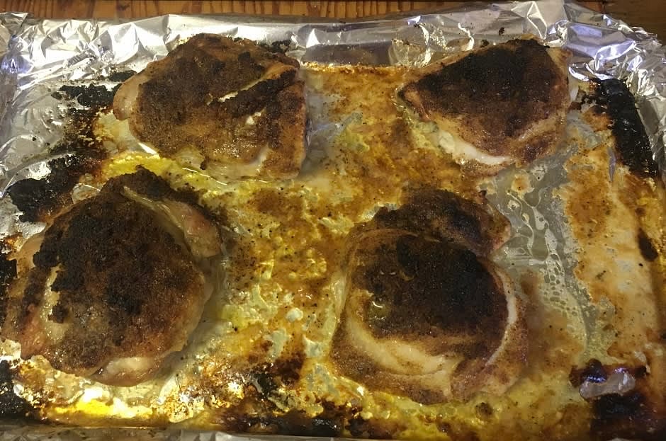 Broil in the oven at 500 degrees. Total cook time is 45 minutes, but I set a timer for 30 minutes, remove the top foil, close the oven and continue to broil for the final 15 minutes to let the skin crisp. Voila! Amazing juicy lemon chicken the entire family will beg you for!