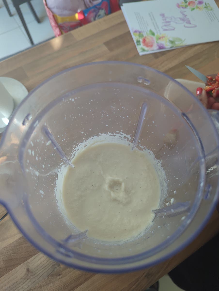 Blend eggs, beans and a little extra water as needed until you reach correct texture