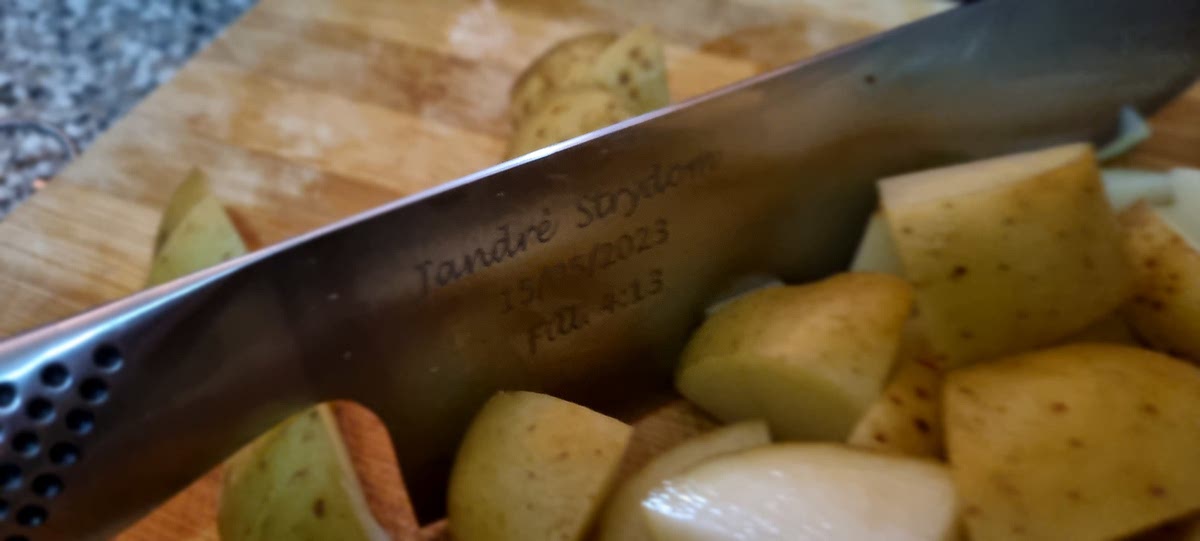 While the stew is simmering peel and cut the potatoes.