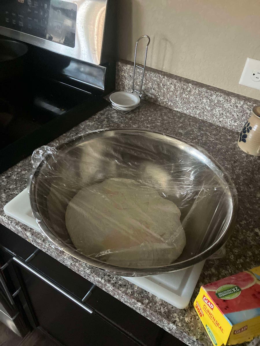 Cover bowl and let do rise. Rising time depends on type of yeast used. Rapid rise: 30 minutes on countertop
Active dry: 1 hour, if longer, place in fridge