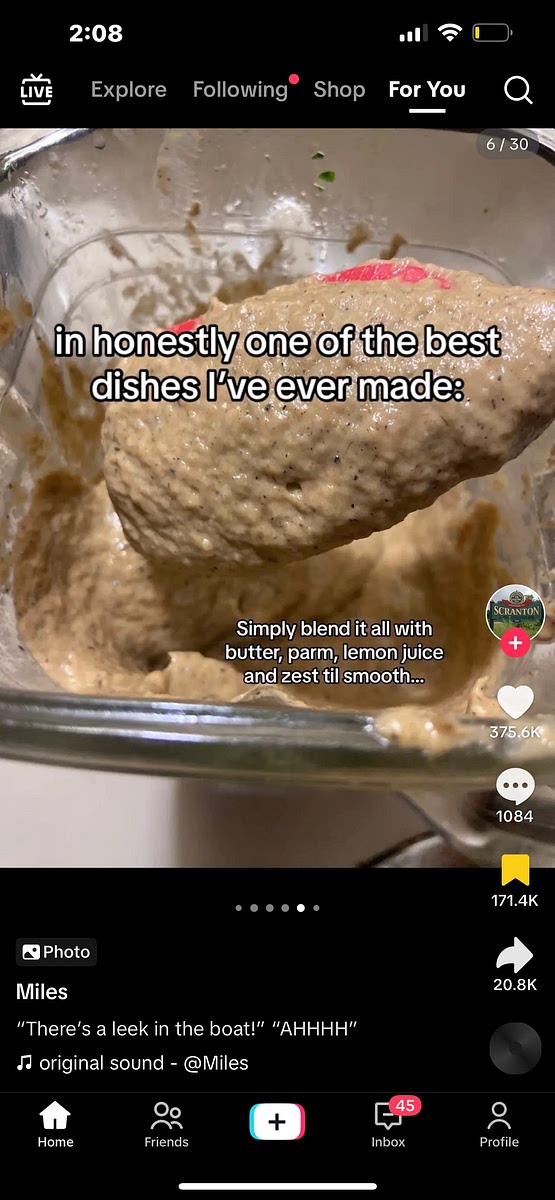 Blend with lemon juice and zest, Parm, and butter until smooth and salt to taste. Put in a pastry or zip lock bag