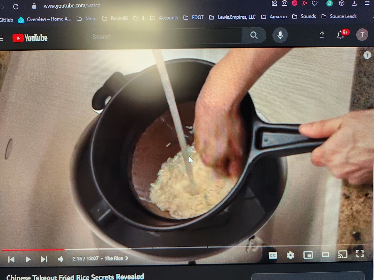 Wash rice until water runs clear (3+ times)