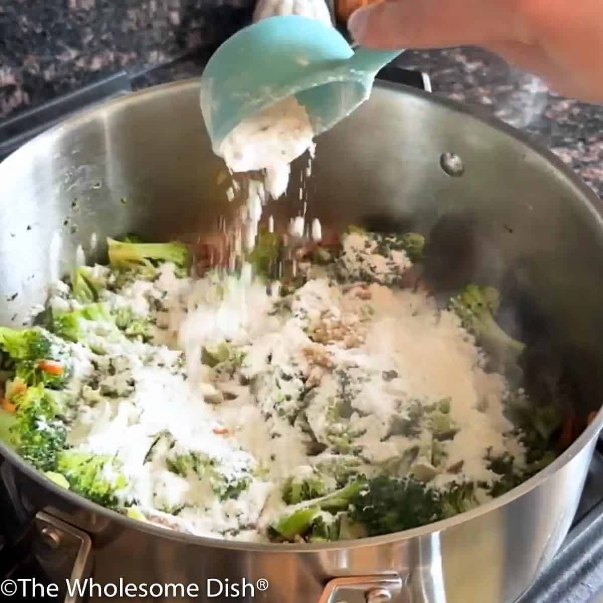 Add the minced garlic and flour. Cook, stirring often, for 2 minutes.