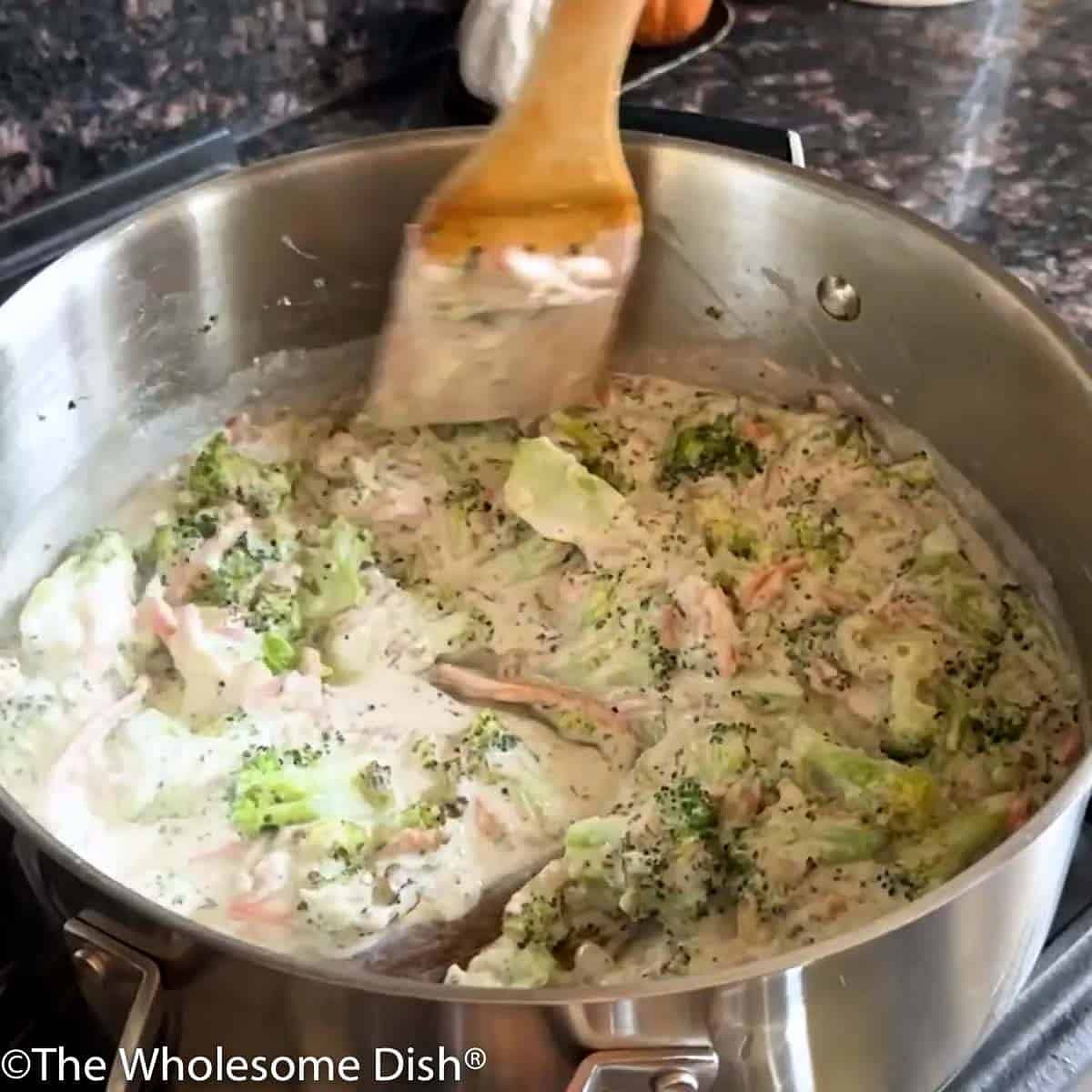 Add one cup of the half & half. Stir until smooth. Repeat with the remaining half & half.