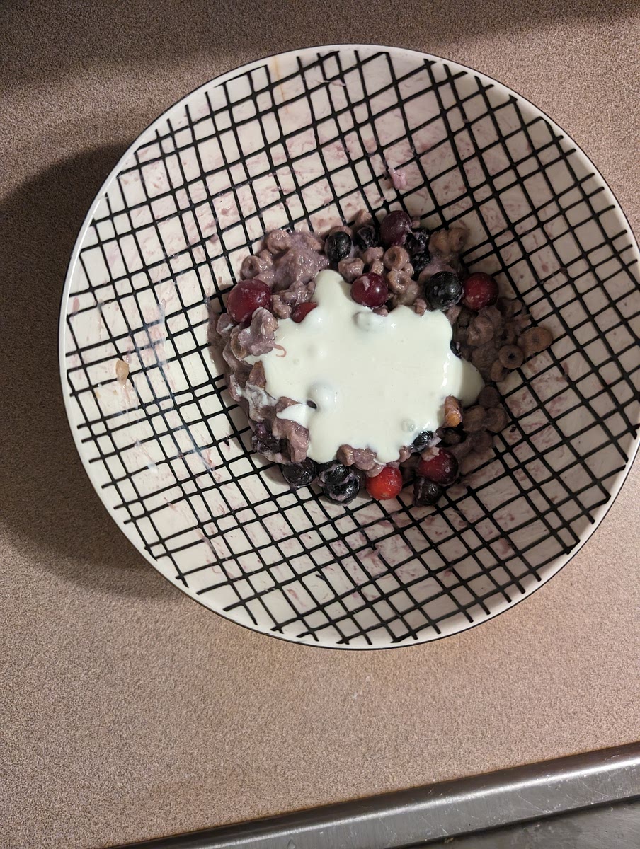 Remove the bowl from the microwave and let the mix rest for a few minutes. Finally, add 1/2 cup of high protein yogurt and serve immediately.