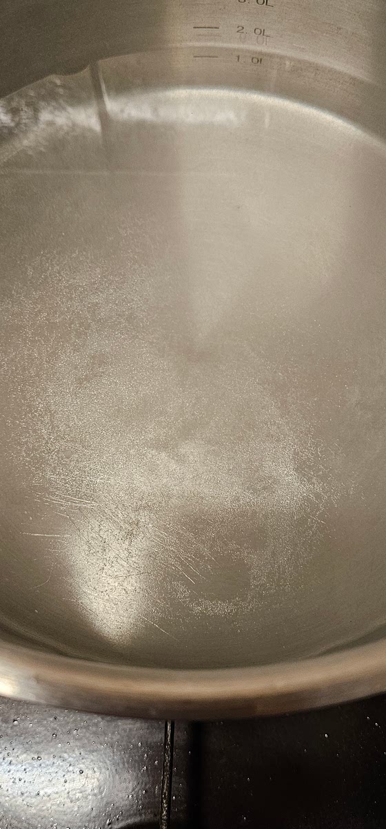 Bring a large pot of water with salt to a rolling boil