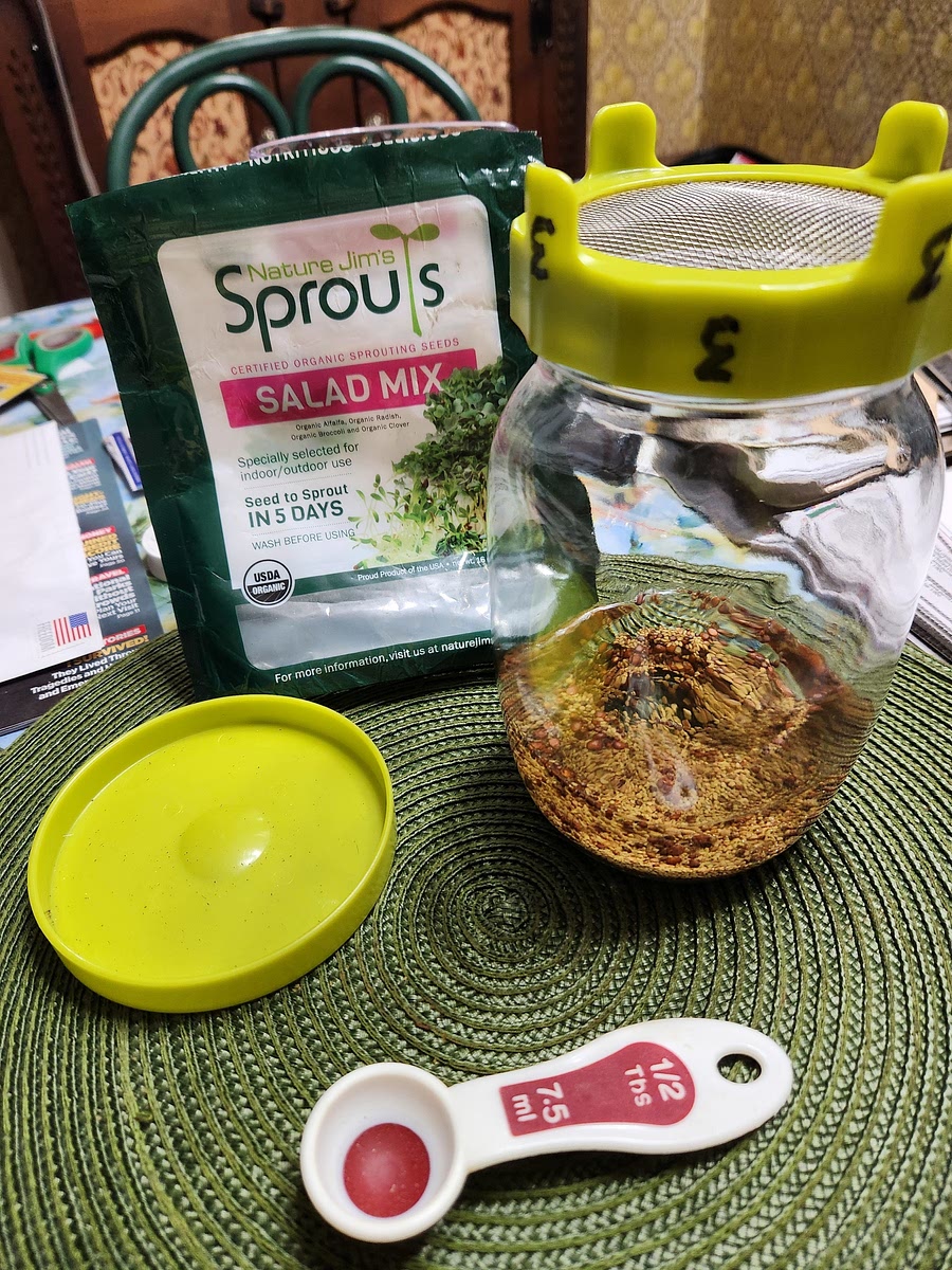 Purchase a sprouting kit, mason jars, and seeds.