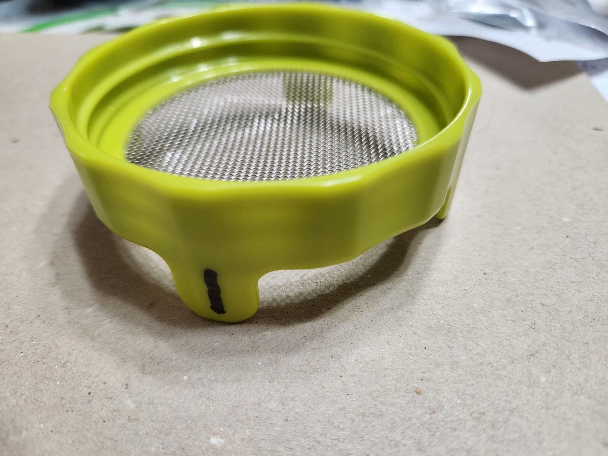 In a mason jar with 1 cup water, soak 1 1/2 tablespoons seeds for 8 to 12 hours.
Place the screened lid on the jar, and it will remain there till you harvest the sprouts.