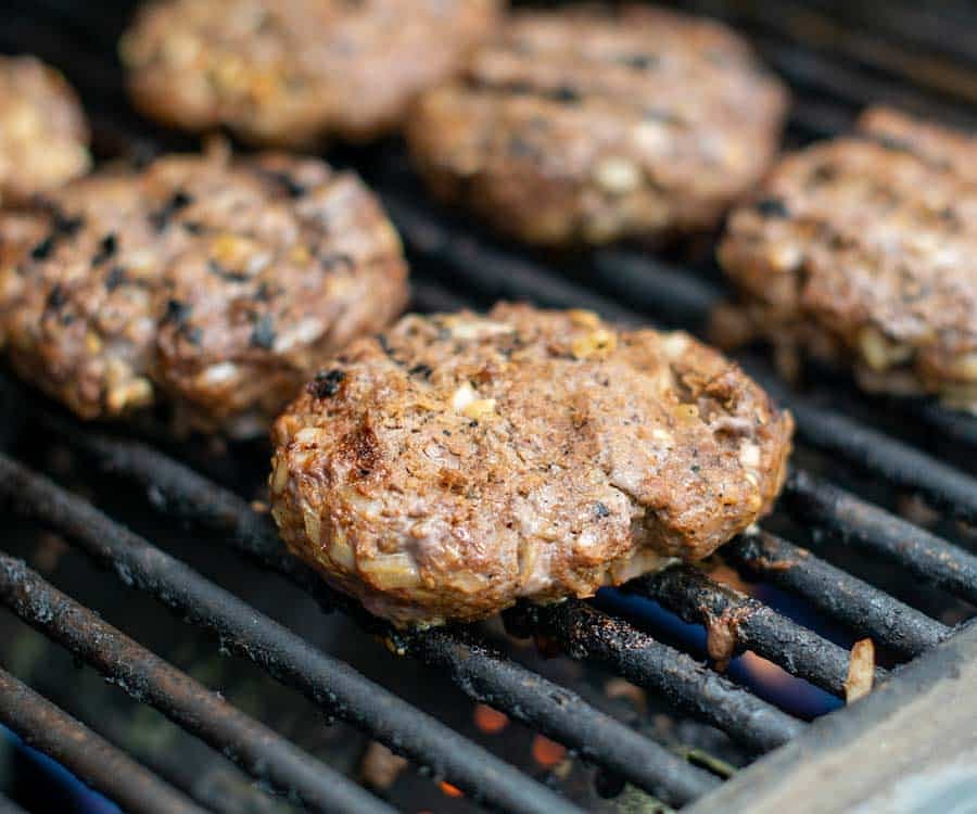 Grill the burgers on a medium to medium-high grill for 5 to 6 minutes, flip and cook for another five to six minutes or until the burgers have the desired level of doneness