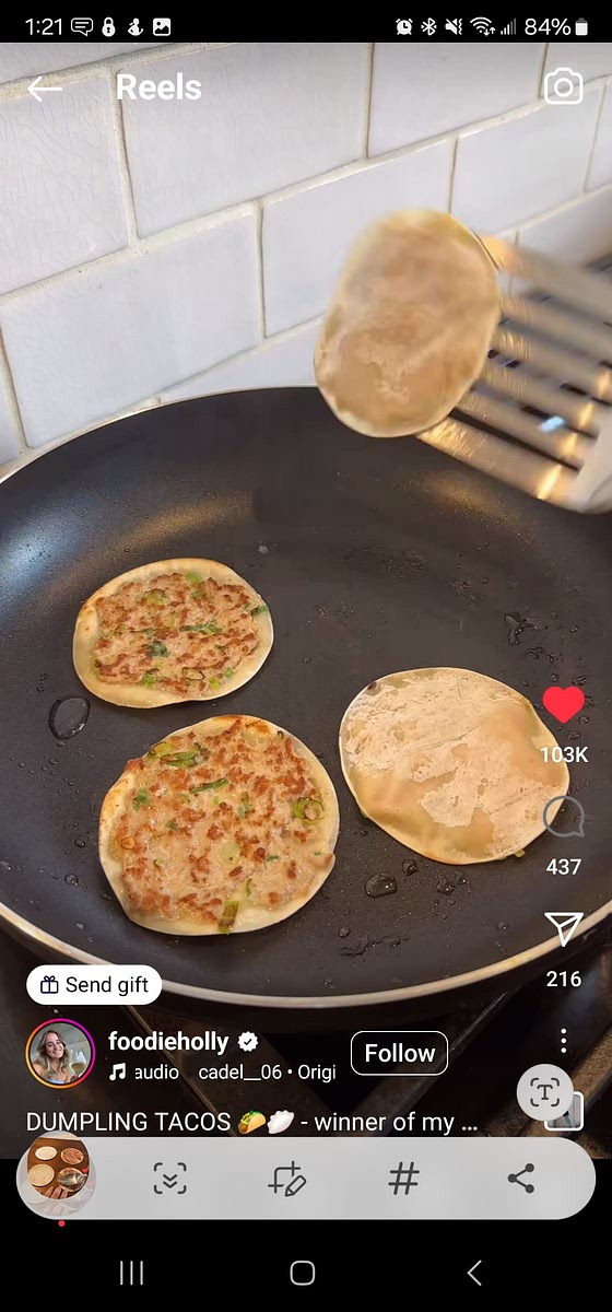 In a hot pan with 1 tbsp oil, add dumplings filling side down and fry on high heat for 2 minutes, flip then add 1/2 cup water and cover with a lid for a further 2 minutes. Once water has evaporated let the bottoms fry for 2 more minutes until slightly crispy.