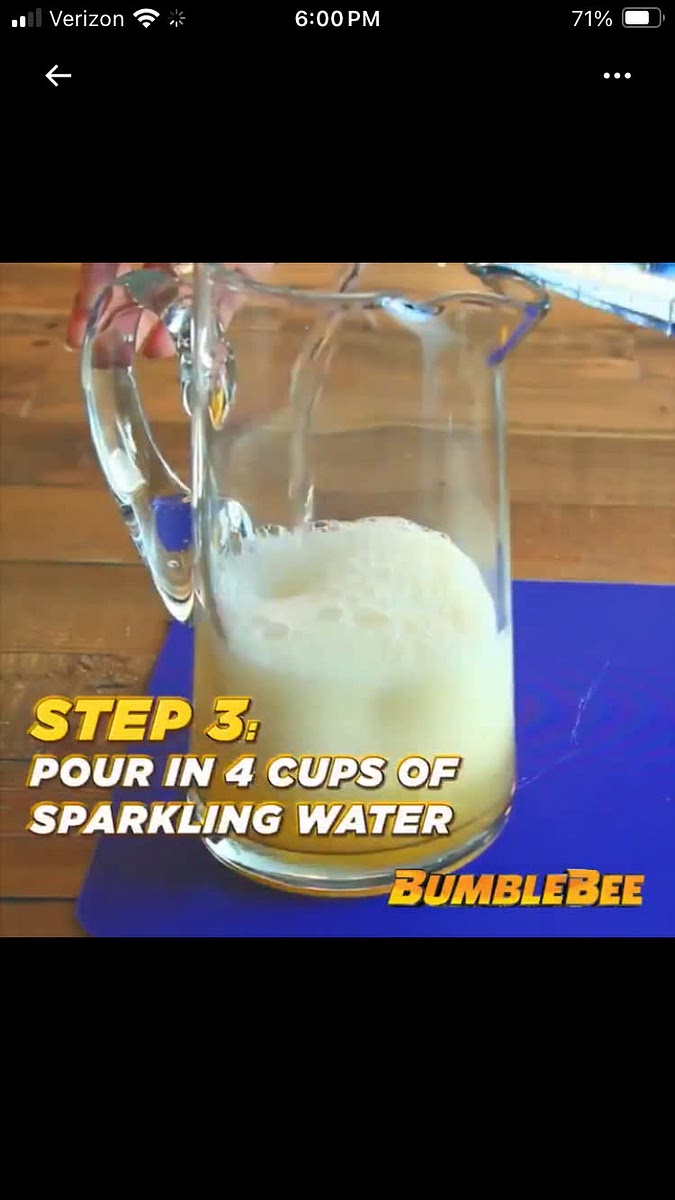Pour in 4 cups of sparkling water.