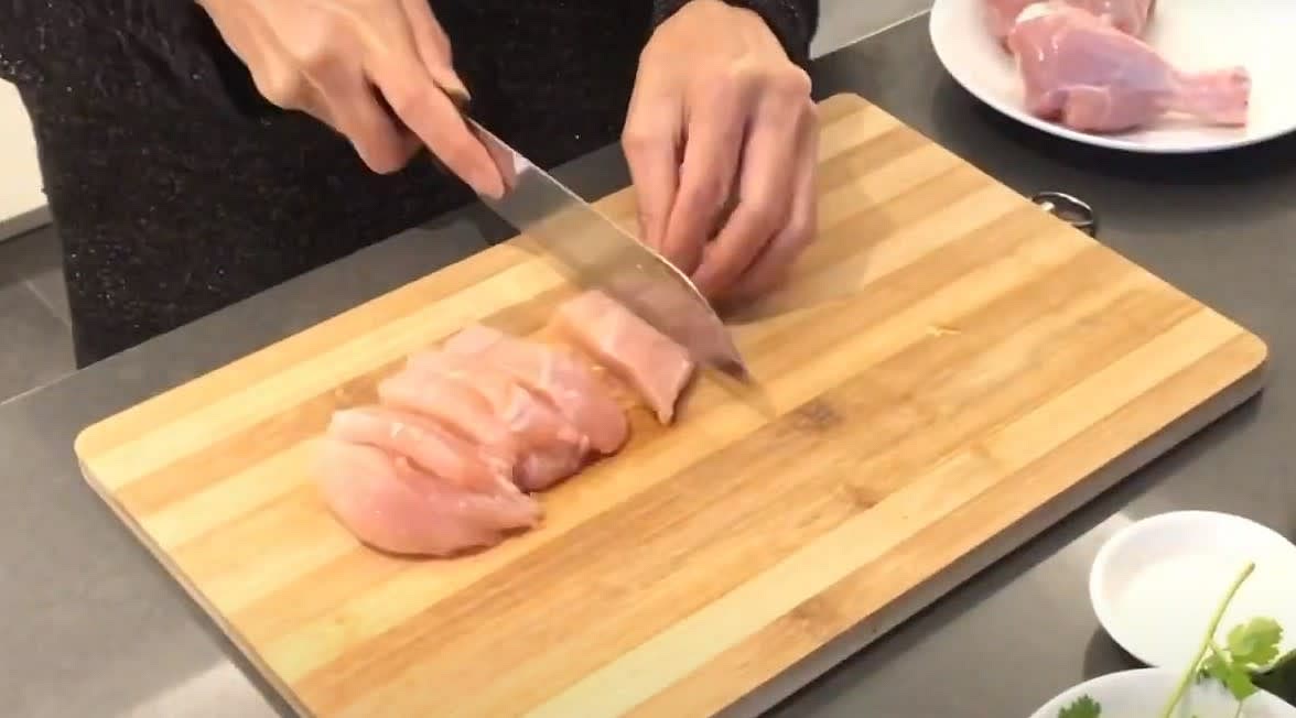 Slice chicken Breast into thick slices