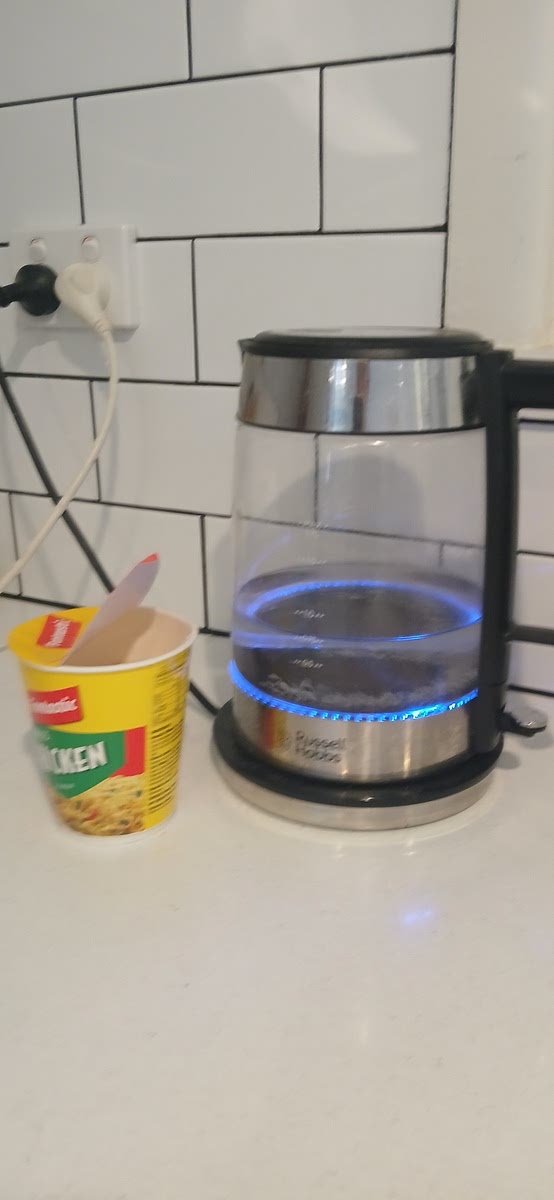 Place the noodles near the boiling water. Carefully pour the boiling water on the noodles.
