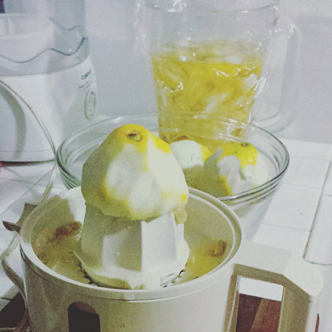 Squeeze fresh lemons until you have 1.5 cups of juice. Set aside. Use the peels for making limoncello or mixed peel.