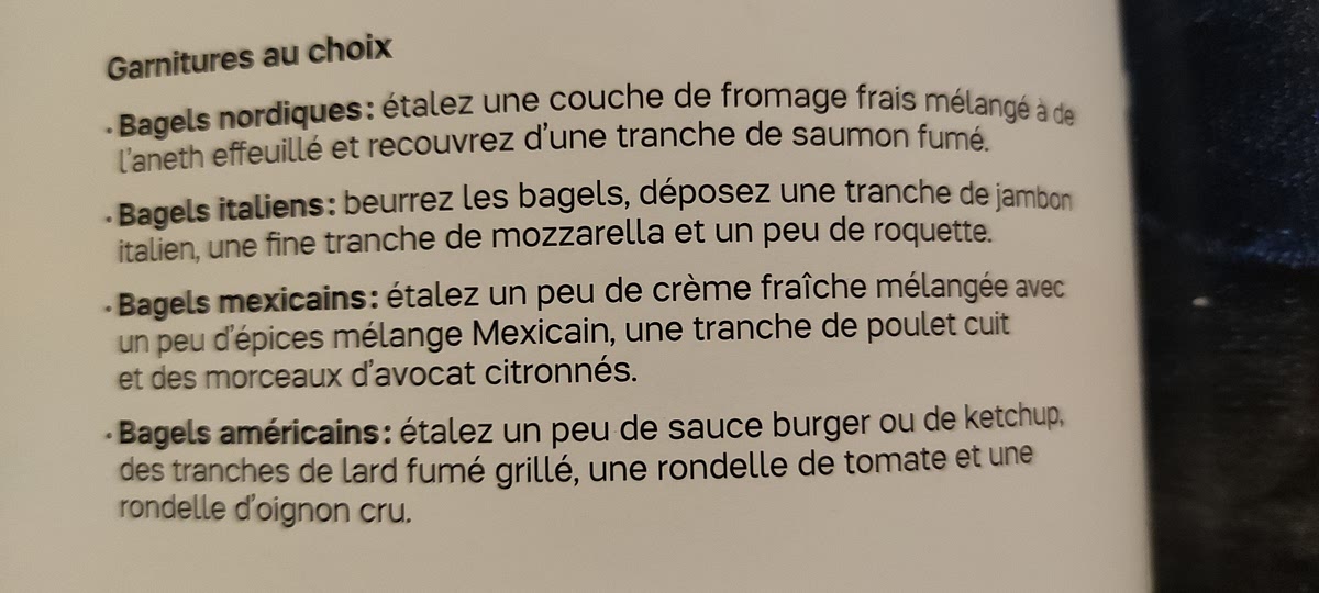 Garniture au choix