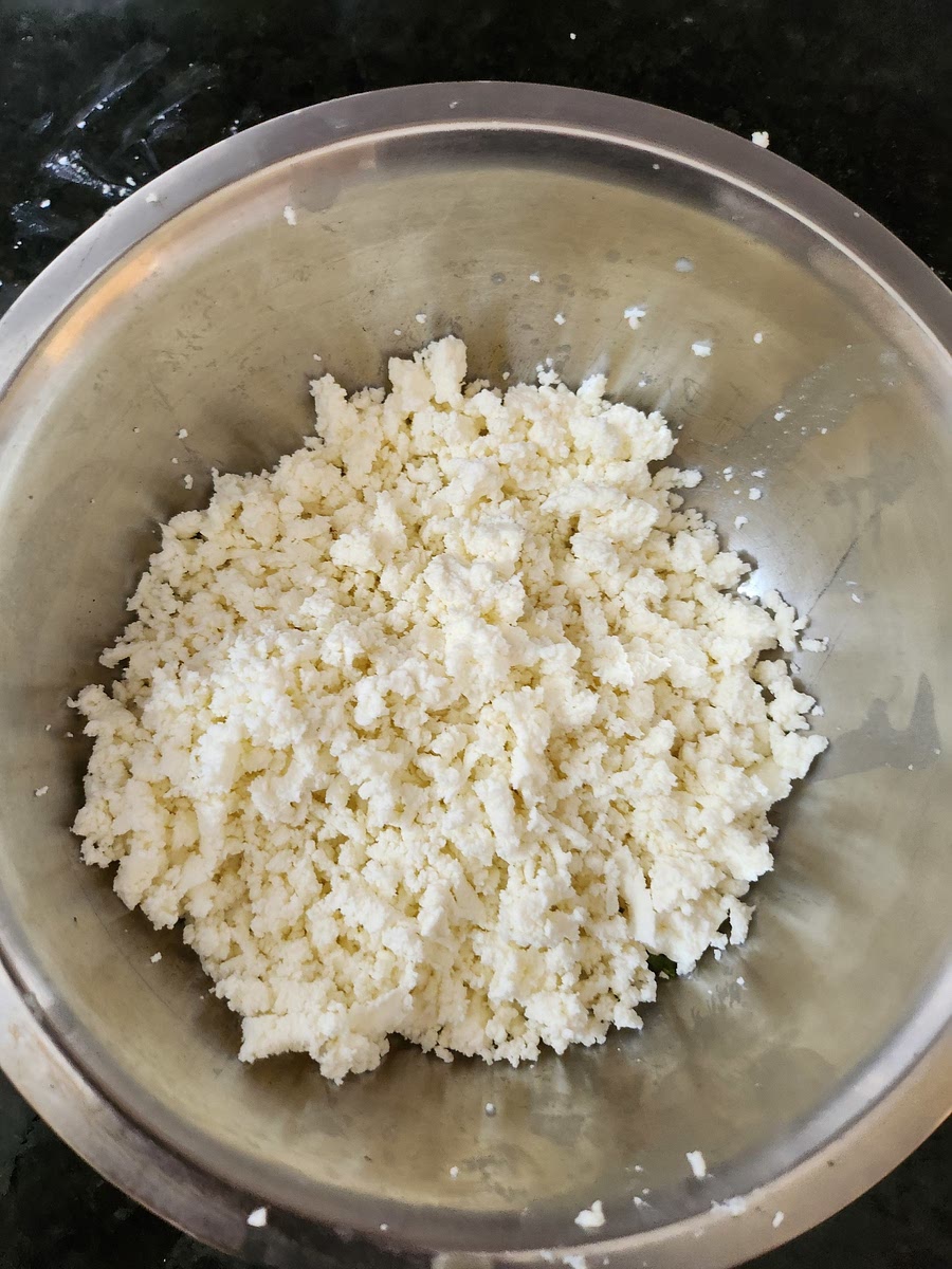Grate the paneer