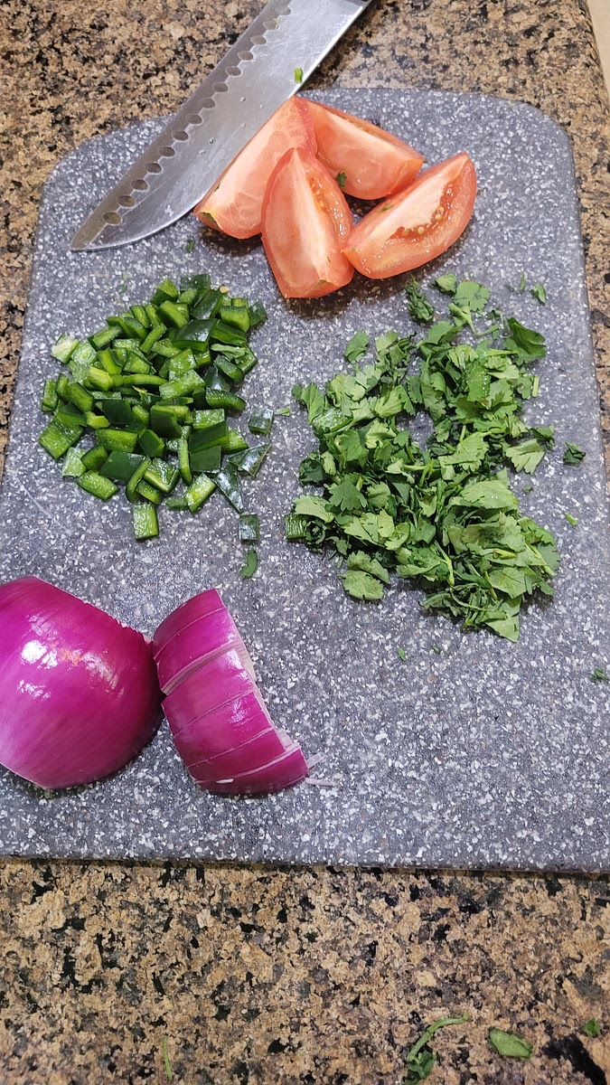Chop up all ingredients.