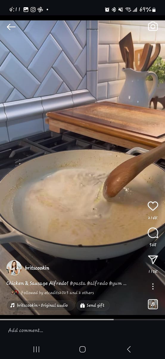 Remove chicken and drain pan. Add stick of unsalted butter, 2 cups heavy whipping cream and melt. Then add 1 cup grated parmesan and whisk until combined